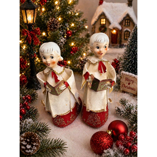 Holt Howard Choir Angels Cardboard Robes Japan Christmas Carolers 7 1/2" Pair