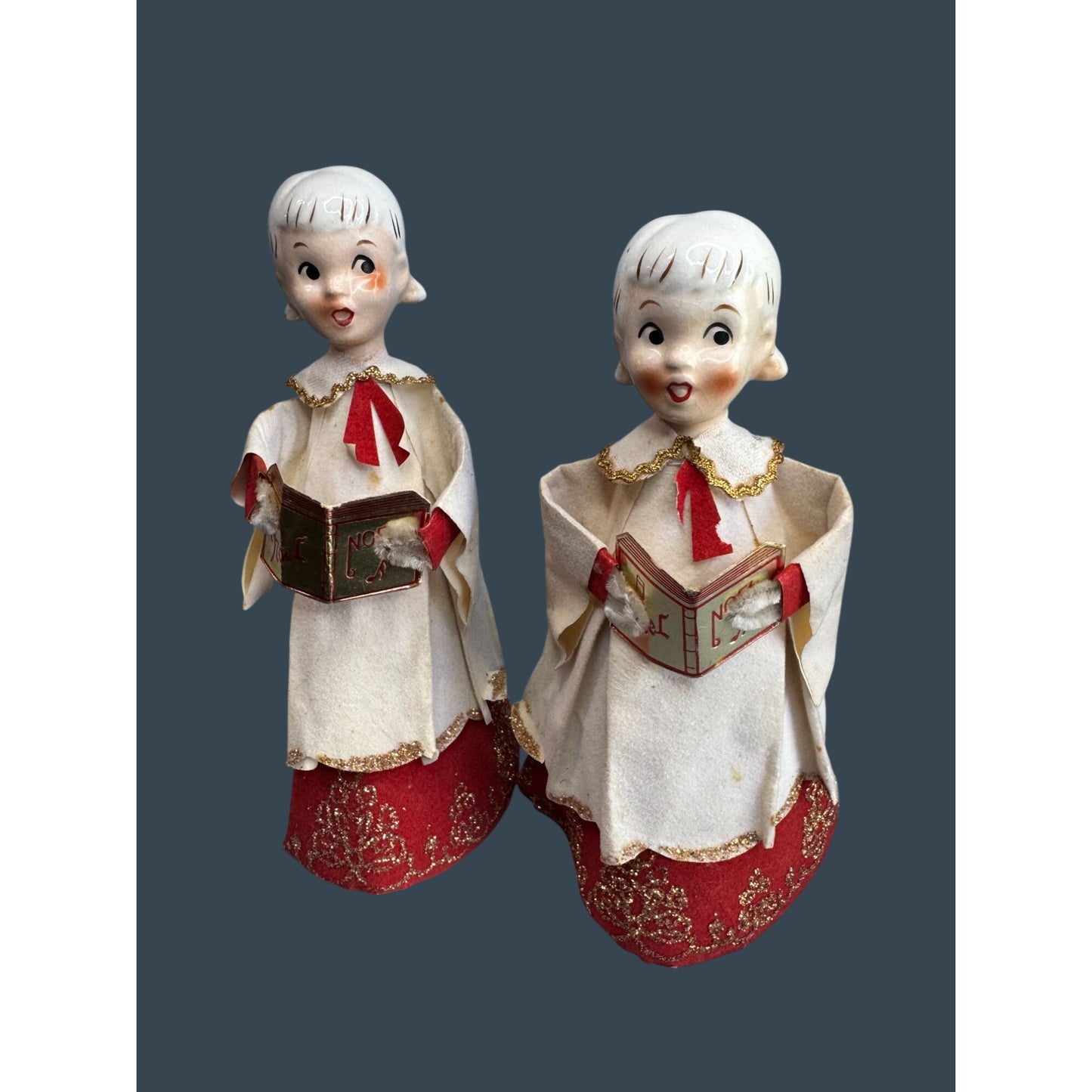 Holt Howard Choir Angels Cardboard Robes Japan Christmas Carolers 7 1/2" Pair