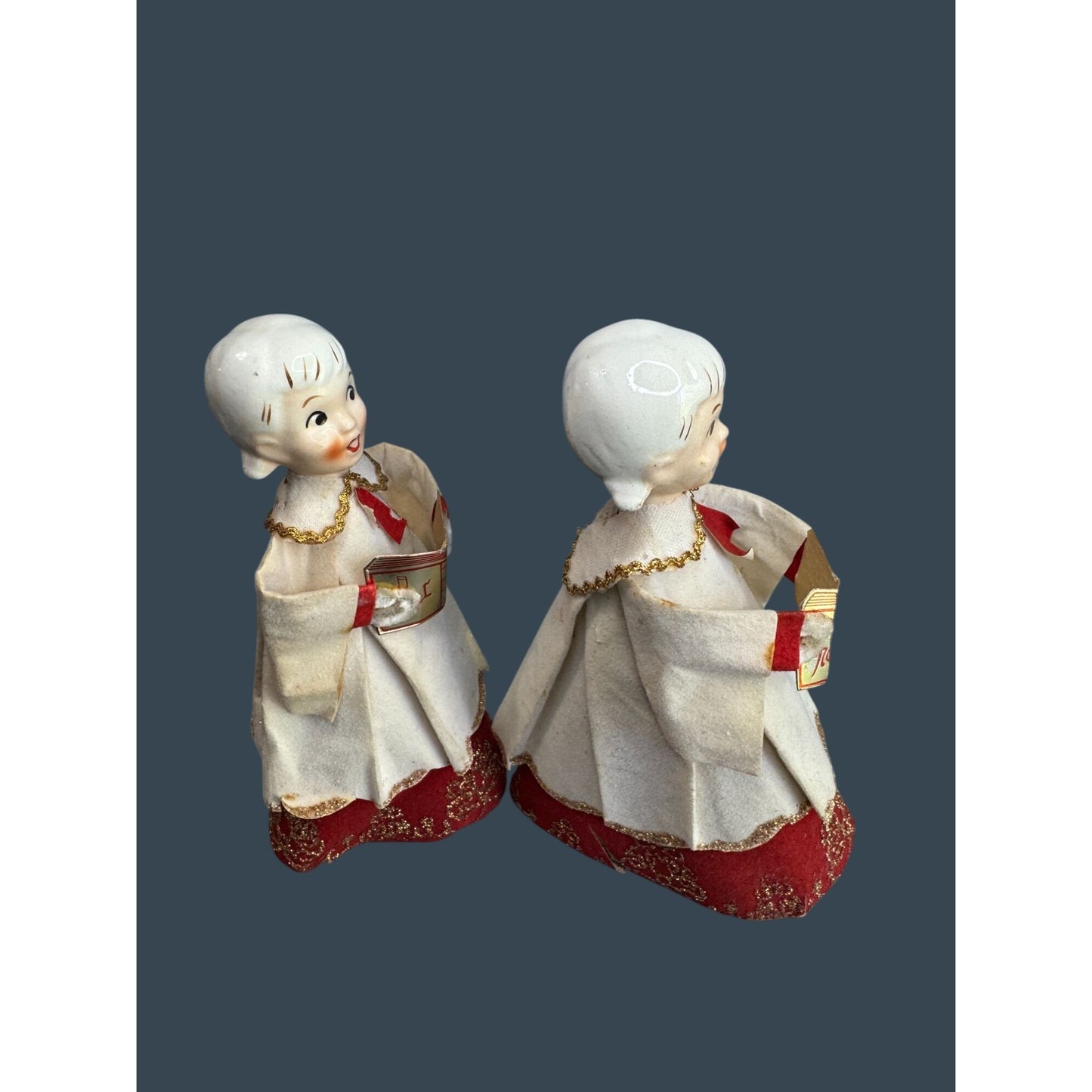 Holt Howard Choir Angels Cardboard Robes Japan Christmas Carolers 7 1/2" Pair
