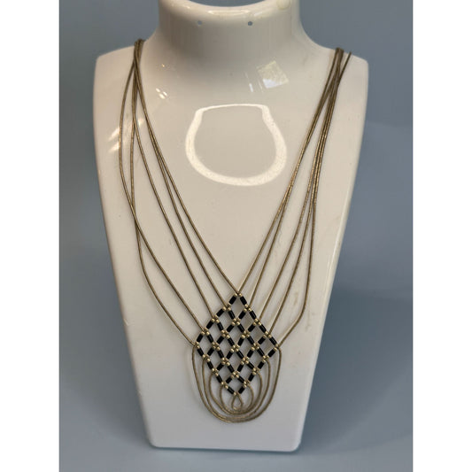 Native American Black Onyx Liquid Sterling Silver Heshi Beaded Necklace  16"
