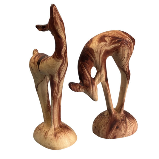 Vintage Colorado Rockies Deer Figurines Pine Scented Pottery Sculptures 6 1/2