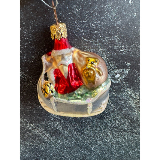 Vintage OWC Inge Glas Santa Sleigh Toys Glass Ornament Germany