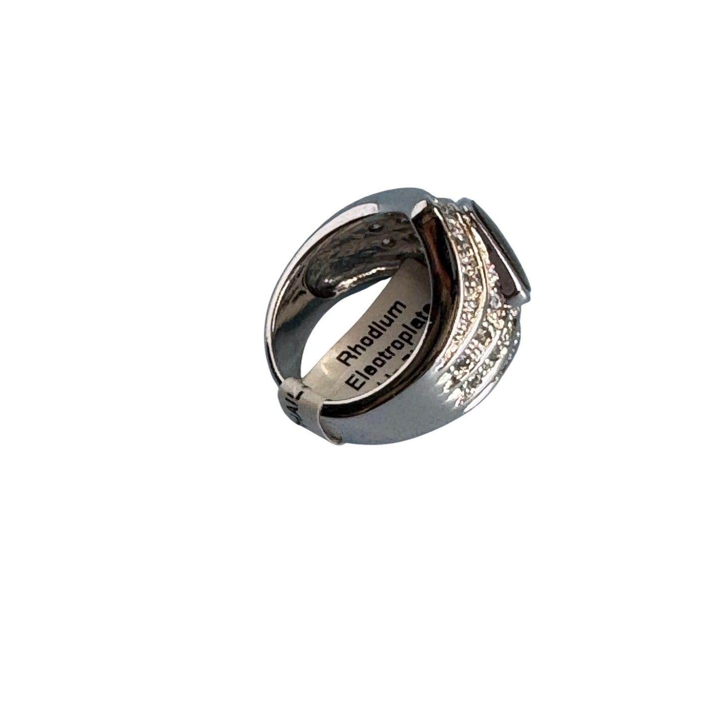 Rhodium Electroplated Ring  Abalone Shell Cubic Zirconia Accents Size 6 NWT