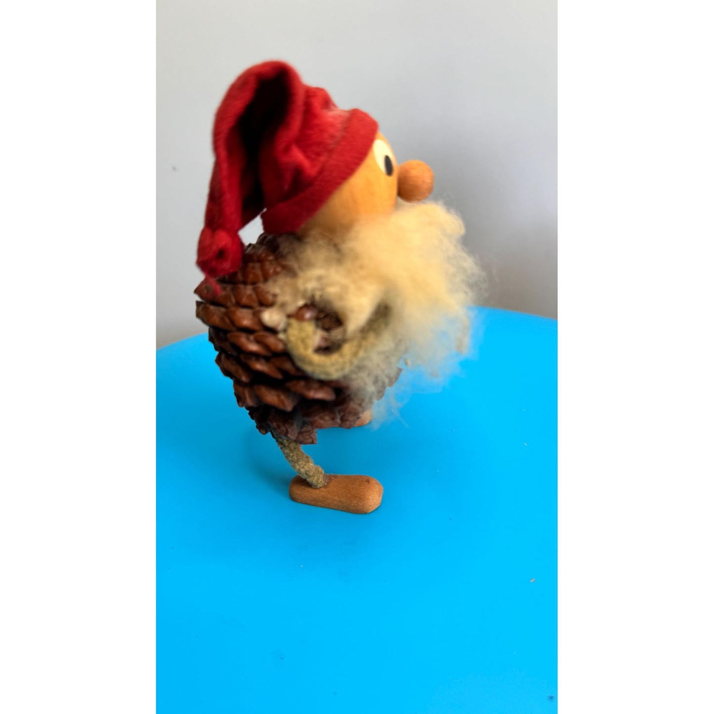 Vintage Swedish Pinecone Tomte Gnome Figure Spun Cotton Beard Sweden 405 Large 5