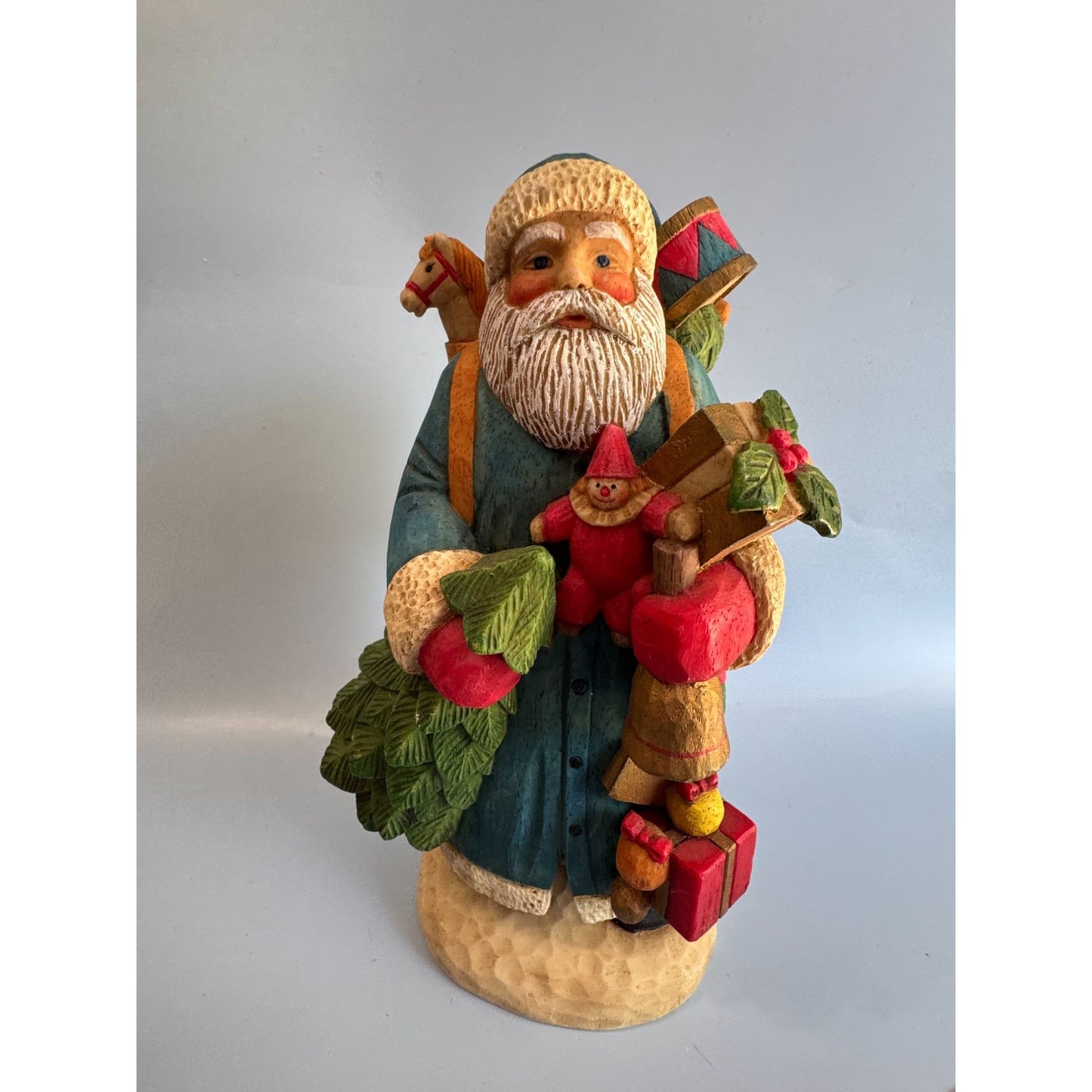 Kurt Adler Santa Figurine Blue Coat Resin 10.5" Hand-Painted Collectible Heavy