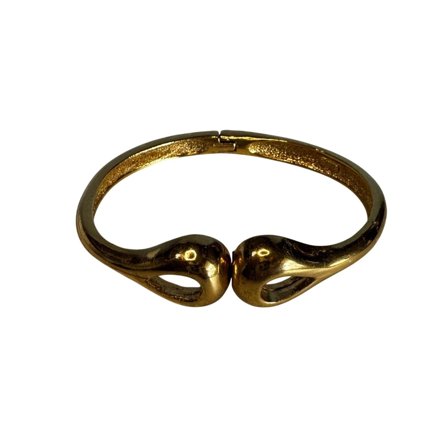 Vintage Vendome Swan Head Hinged Bracelet Gold Tone Metal 6 Inch