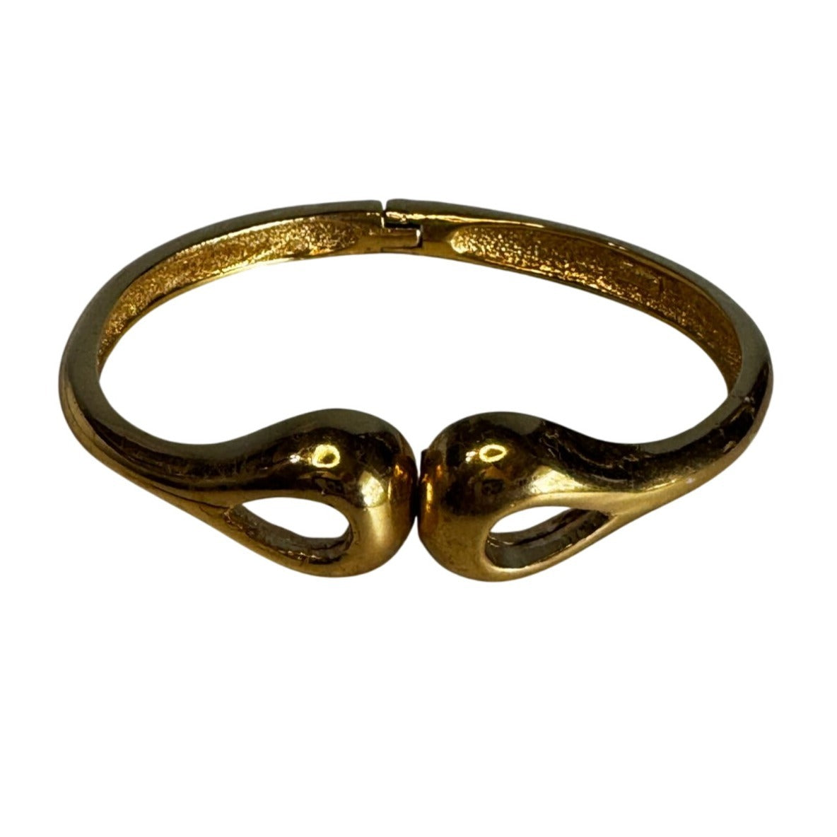 Vintage Vendome Swan Head Hinged Bracelet Gold Tone Metal 6 Inch