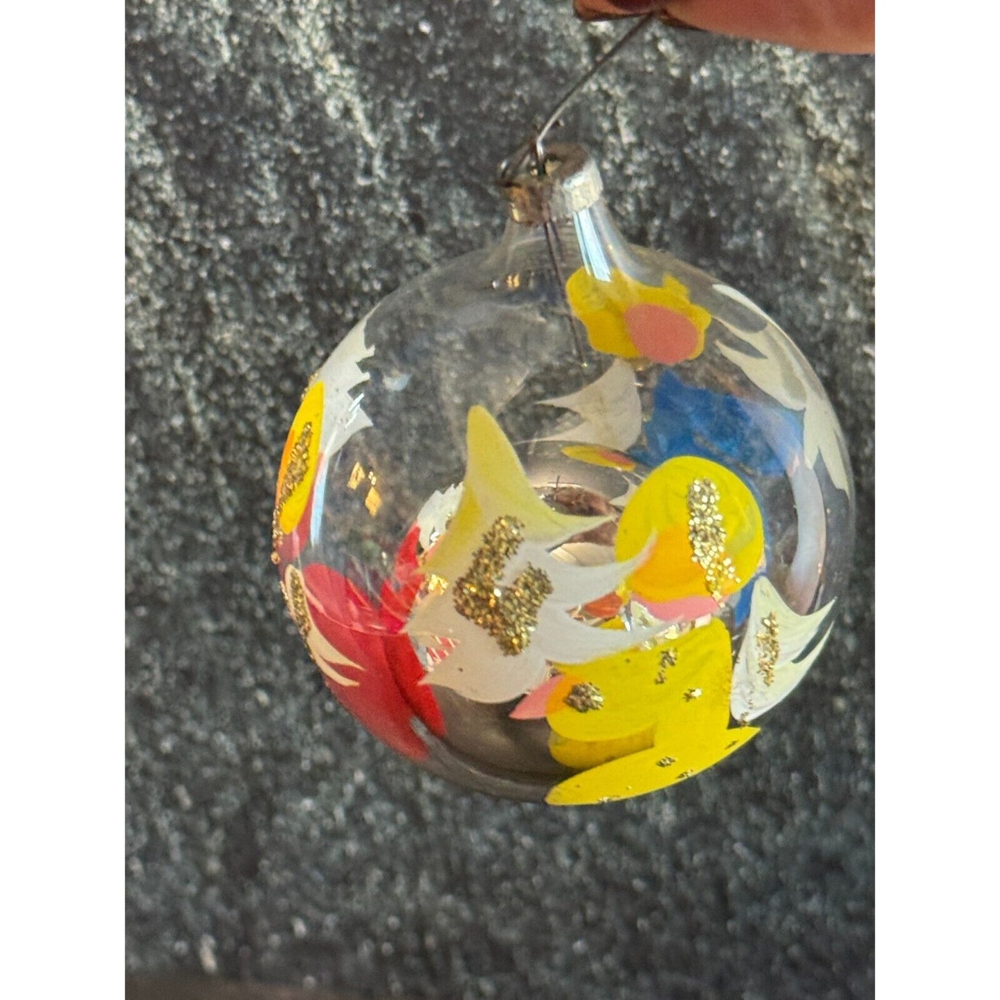 Vintage Soffieria DCarlini Italy Painted Angel Glass Dome Ball Ornament