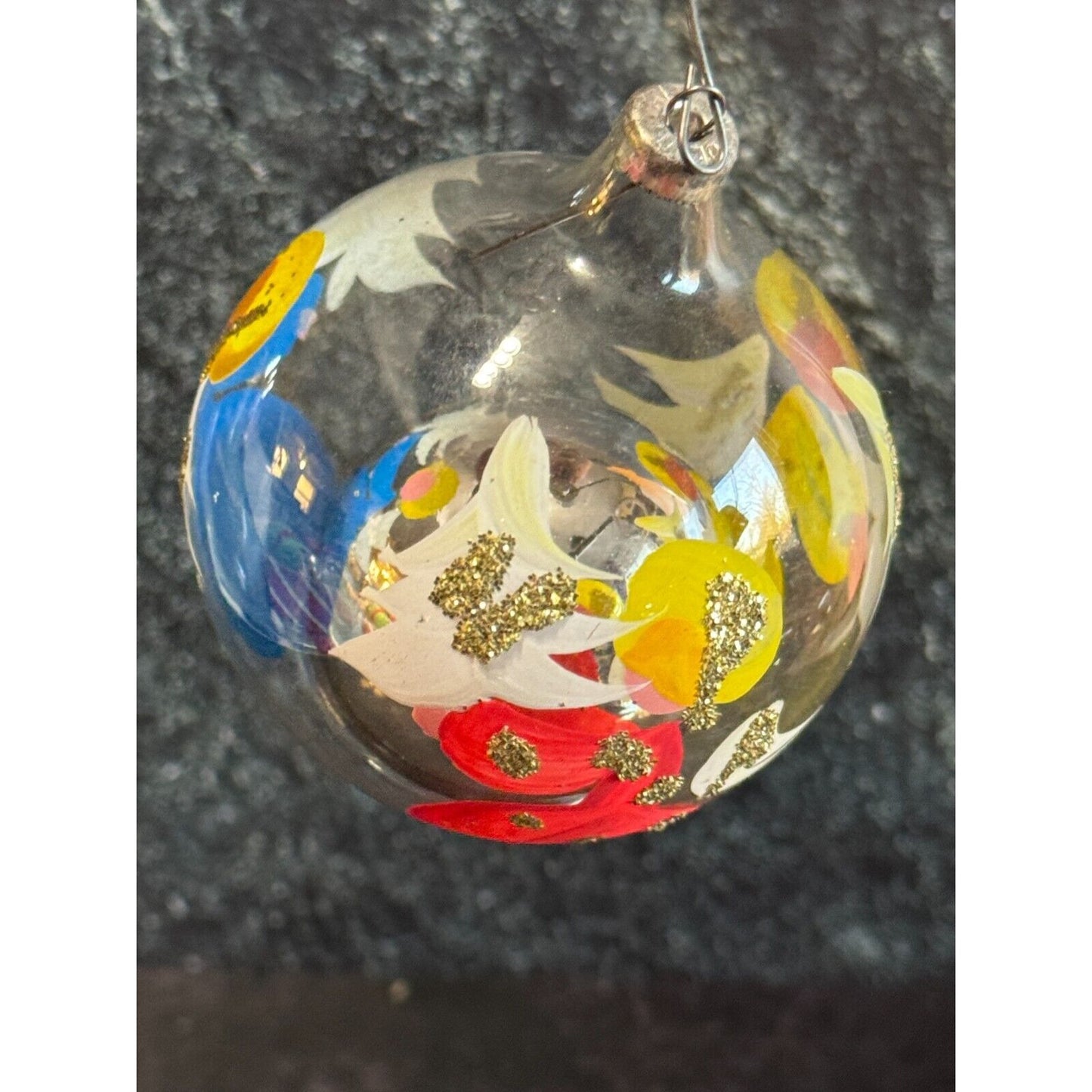 Vintage Soffieria DCarlini Italy Painted Angel Glass Dome Ball Ornament