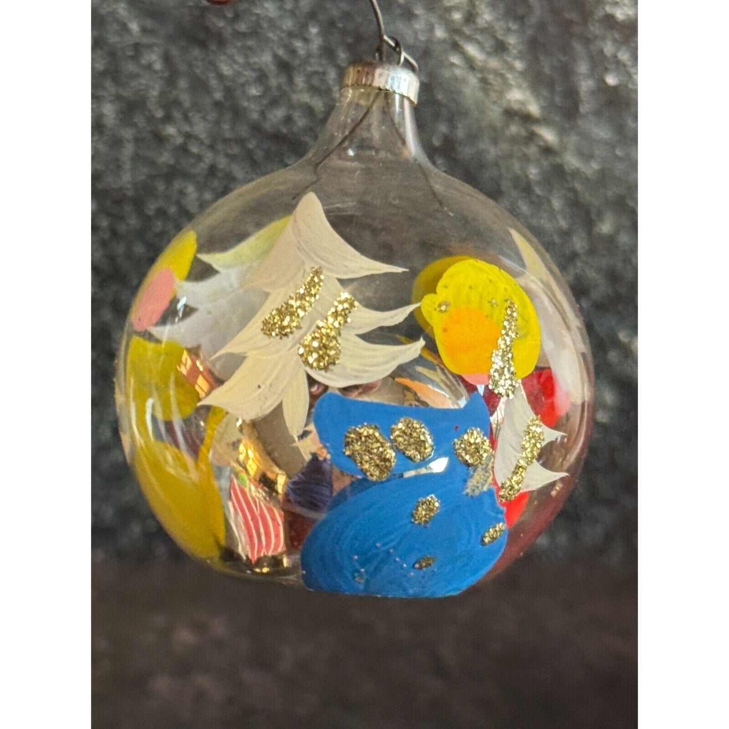 Vintage Soffieria DCarlini Italy Painted Angel Glass Dome Ball Ornament