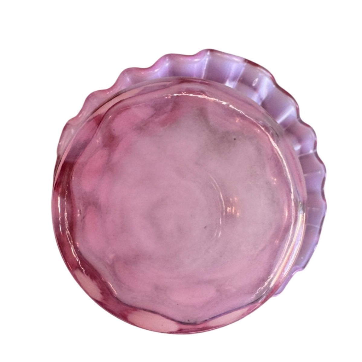 Fenton Toothpick Holder Cranberry Opalescent Glass Coin Dot Ruffled Design