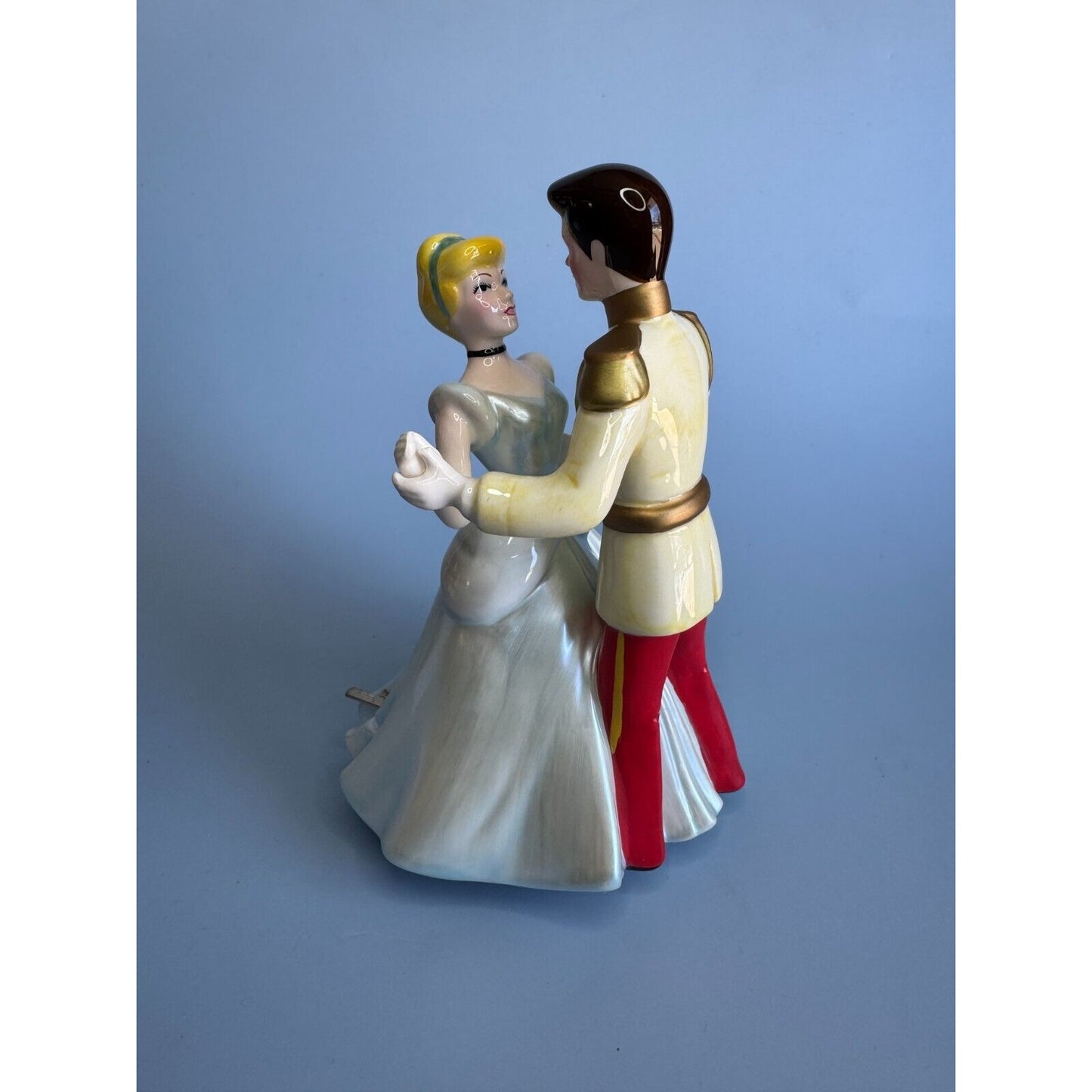 Vintage Cinderella & Prince Charming Dancing Music Box Schmid Plays "This Is Love" 7" Porcelain Figurine Collectible