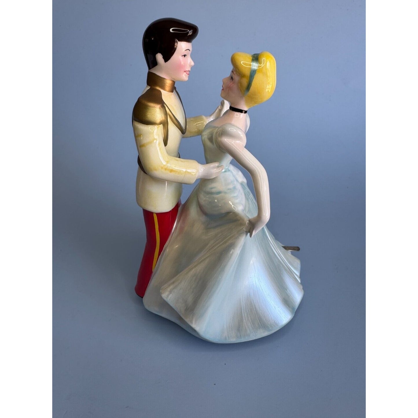 Vintage Cinderella & Prince Charming Dancing Music Box Schmid Plays "This Is Love" 7" Porcelain Figurine Collectible