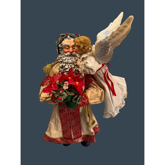 VTG 1992 12" Possible Dreams Clothique "An Angels Kiss" Santa & Angel Christmas Figurine