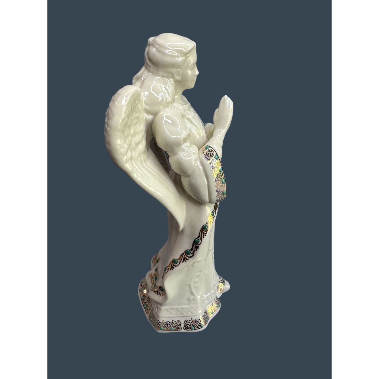 Lenox China Jewels Angel Of Love Figurine Gold Trim Jeweled 9 1/2" 1996