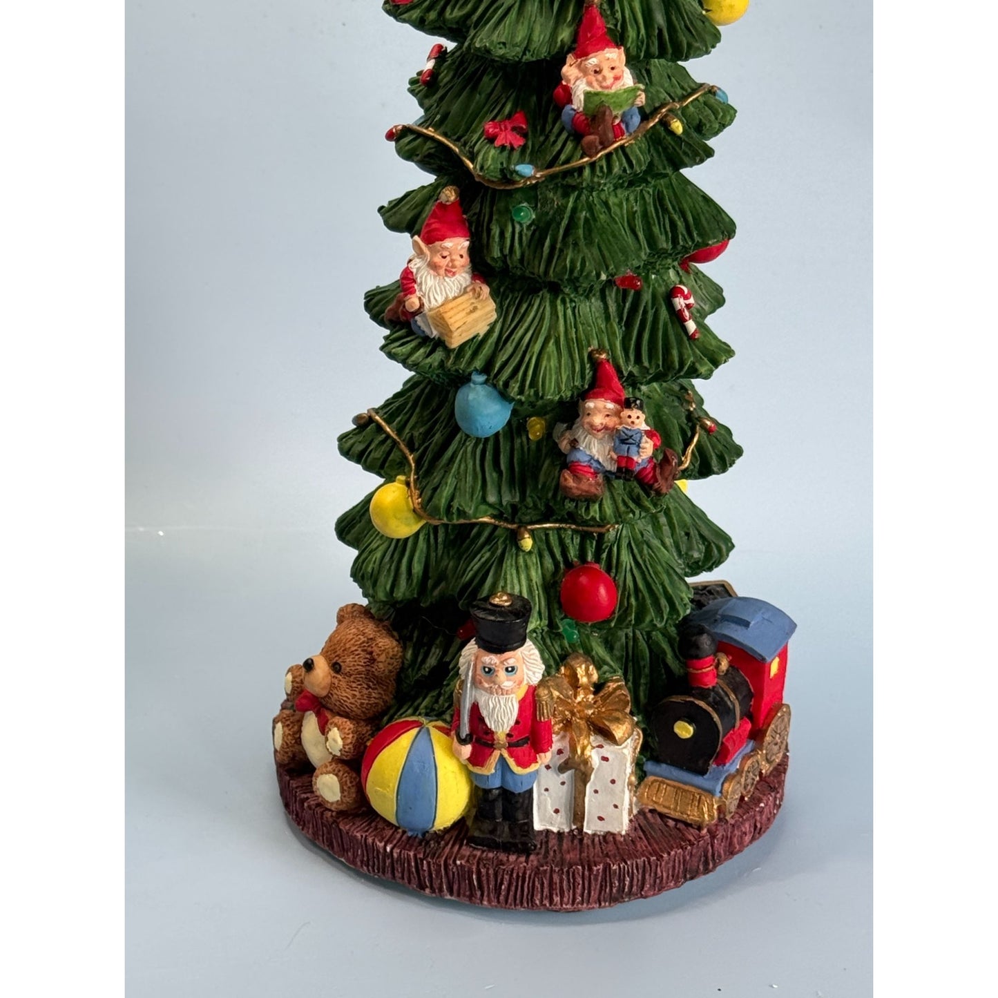 Christmas Tree Figurine Lights and Music Elves and Toys  15.5" Tall Decoration
