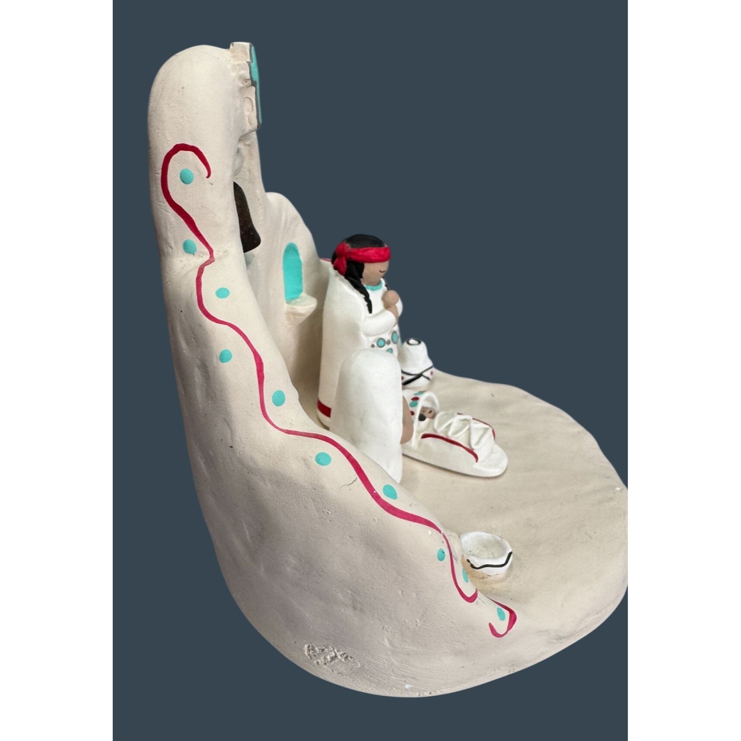 Cleo Teissedre Southwestern Pueblo Nativity Set Adobe Church 1990 Signed 5"