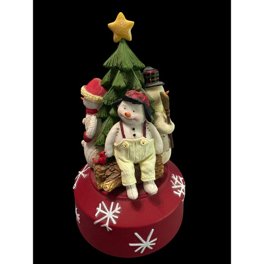 Hallmark Snowman Family Musical Figurine plays O Christmas Tree 7"