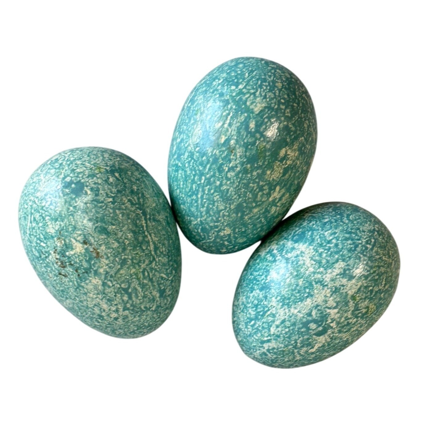 Robin Egg Blue Speckled Decorative Eggs Set Of 3 Easter Bowl Fillers 1.75"