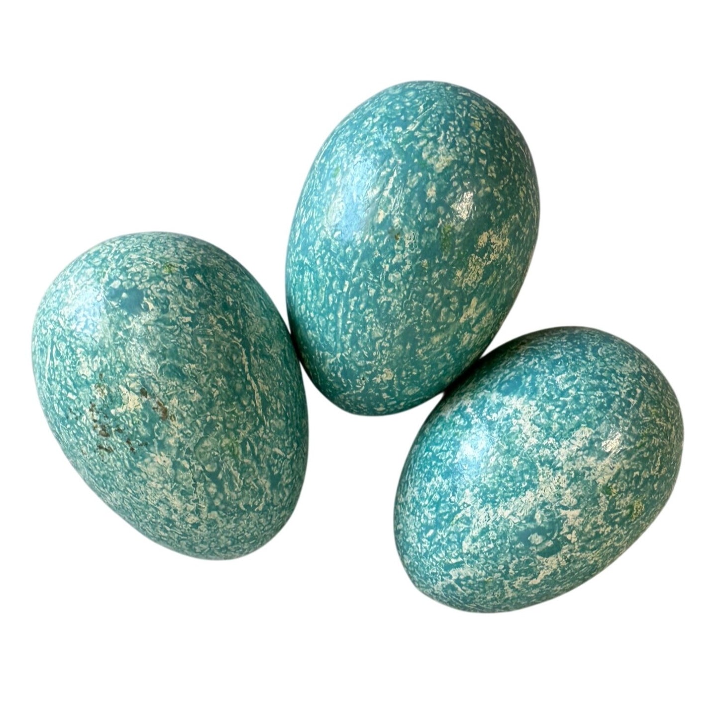 Robin Egg Blue Speckled Decorative Eggs Set Of 3 Easter Bowl Fillers 1.75"