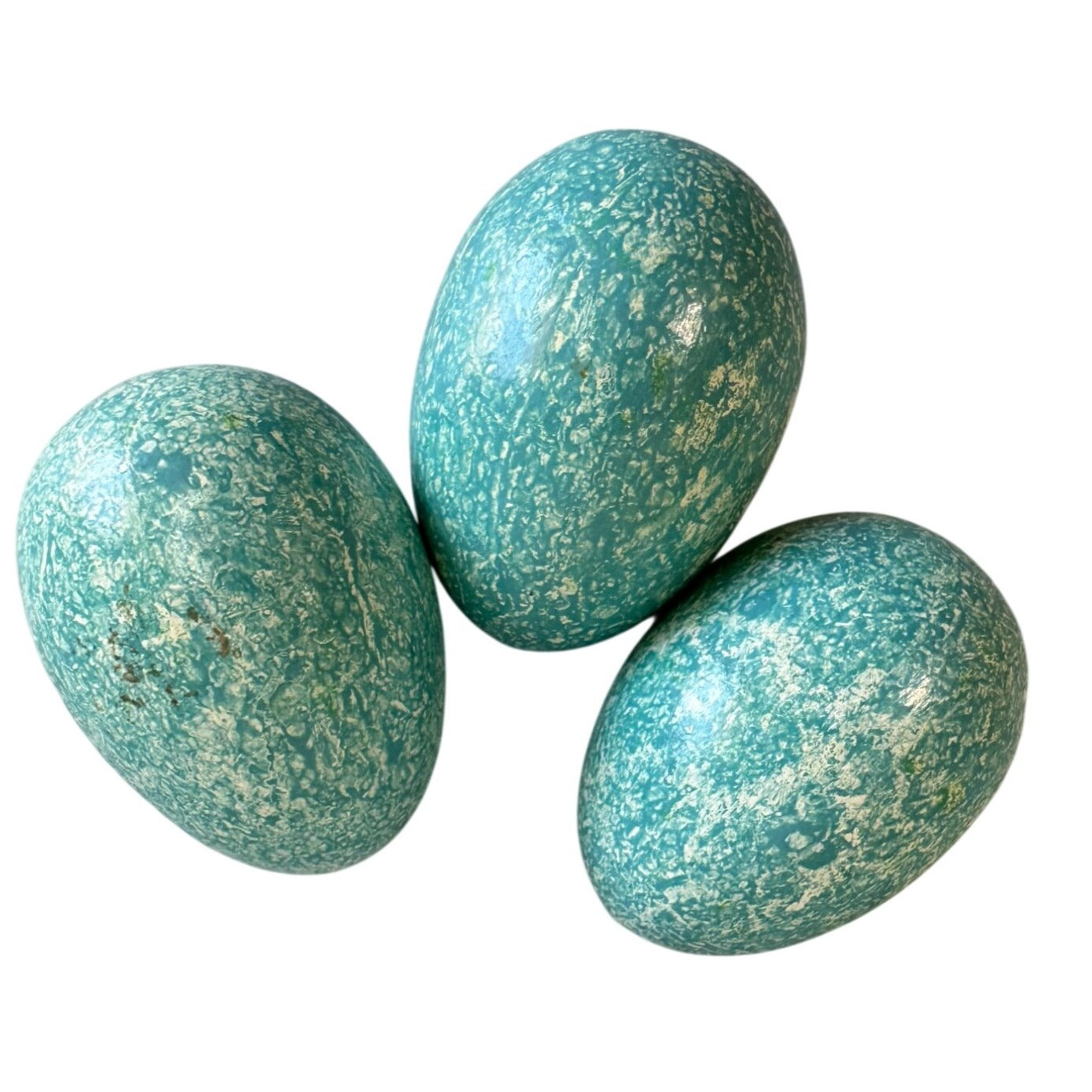 Robin Egg Blue Speckled Decorative Eggs Set Of 3 Easter Bowl Fillers 1.75"