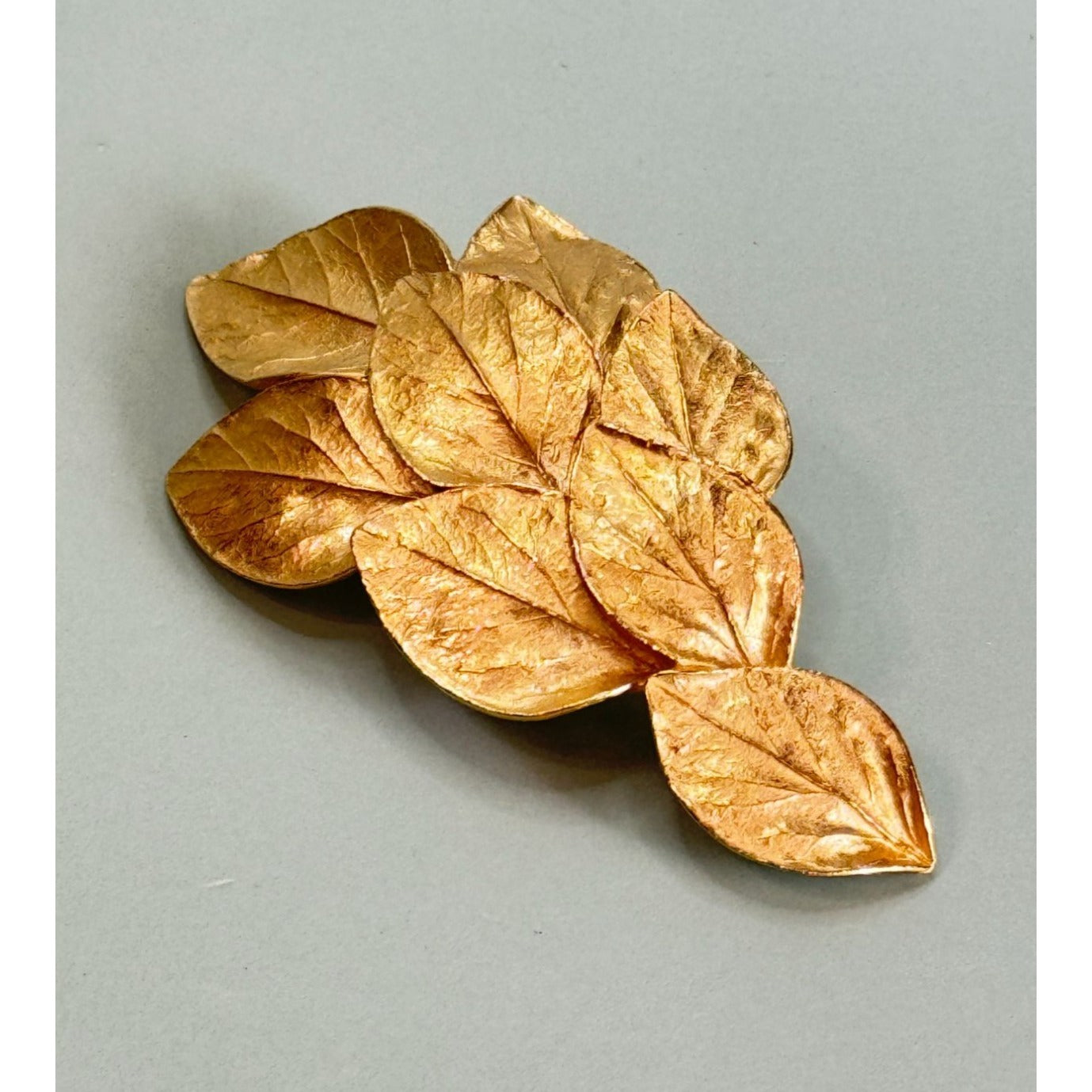 Vintage Trifari Gold-Tone Leaf Brooch Pin 3"