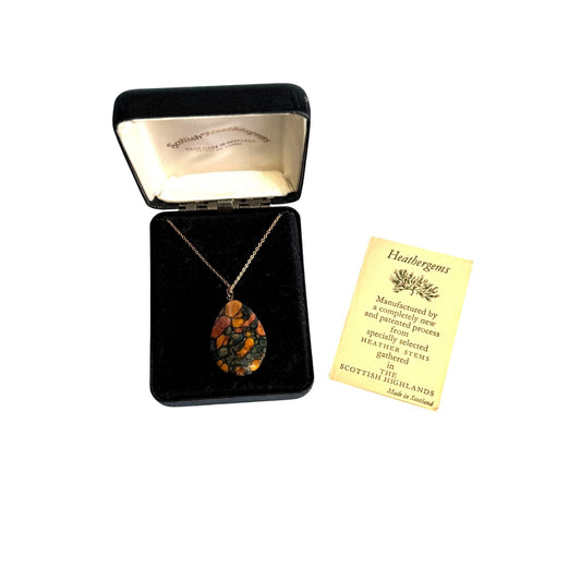 Heathergems Scottish Highlands Heather Stems Pendant Necklace 20 14K GF Chain In Gift Box 16"