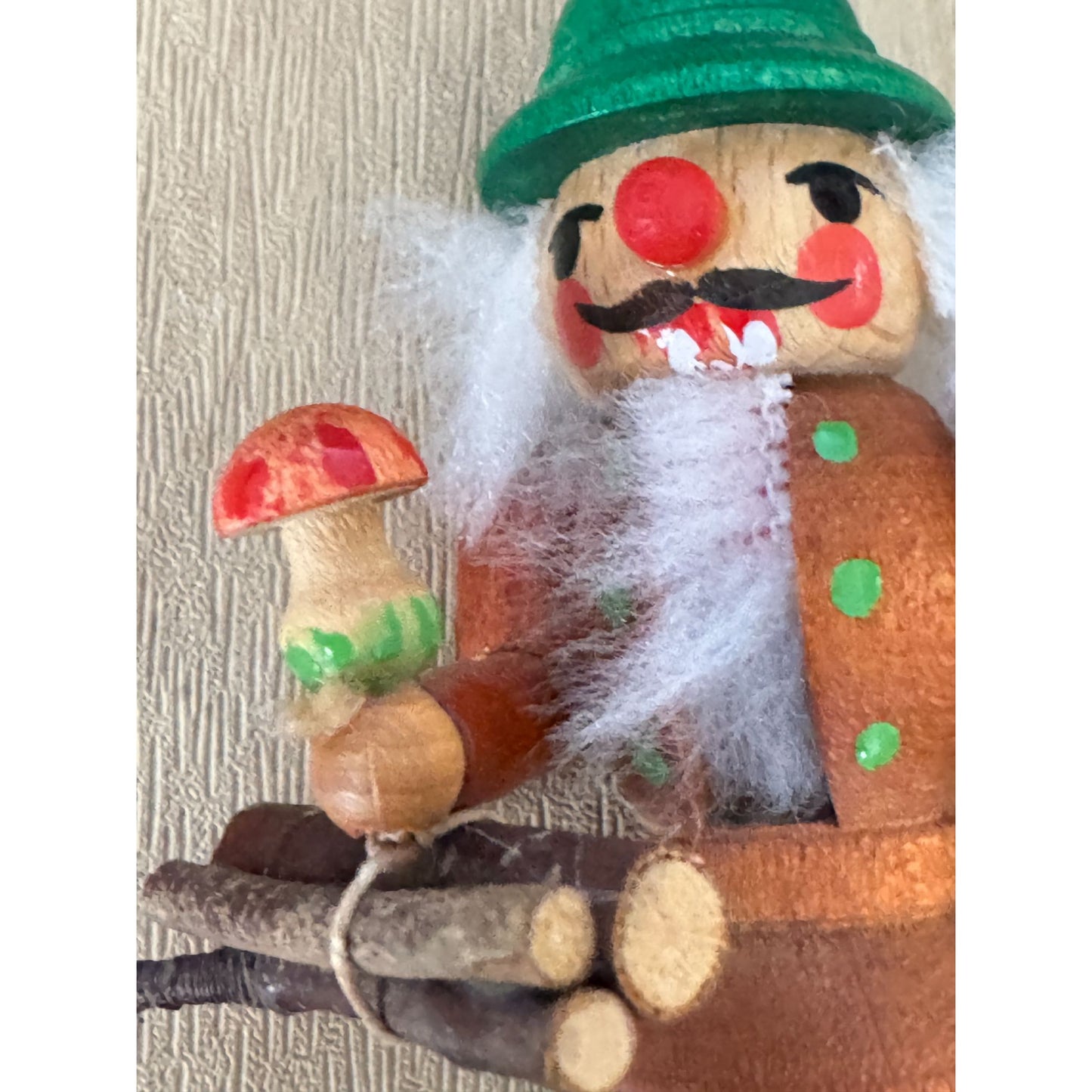 Carved Wood Nutcracker Ornament Germany 4 Inch Green/Brown Holiday Decor