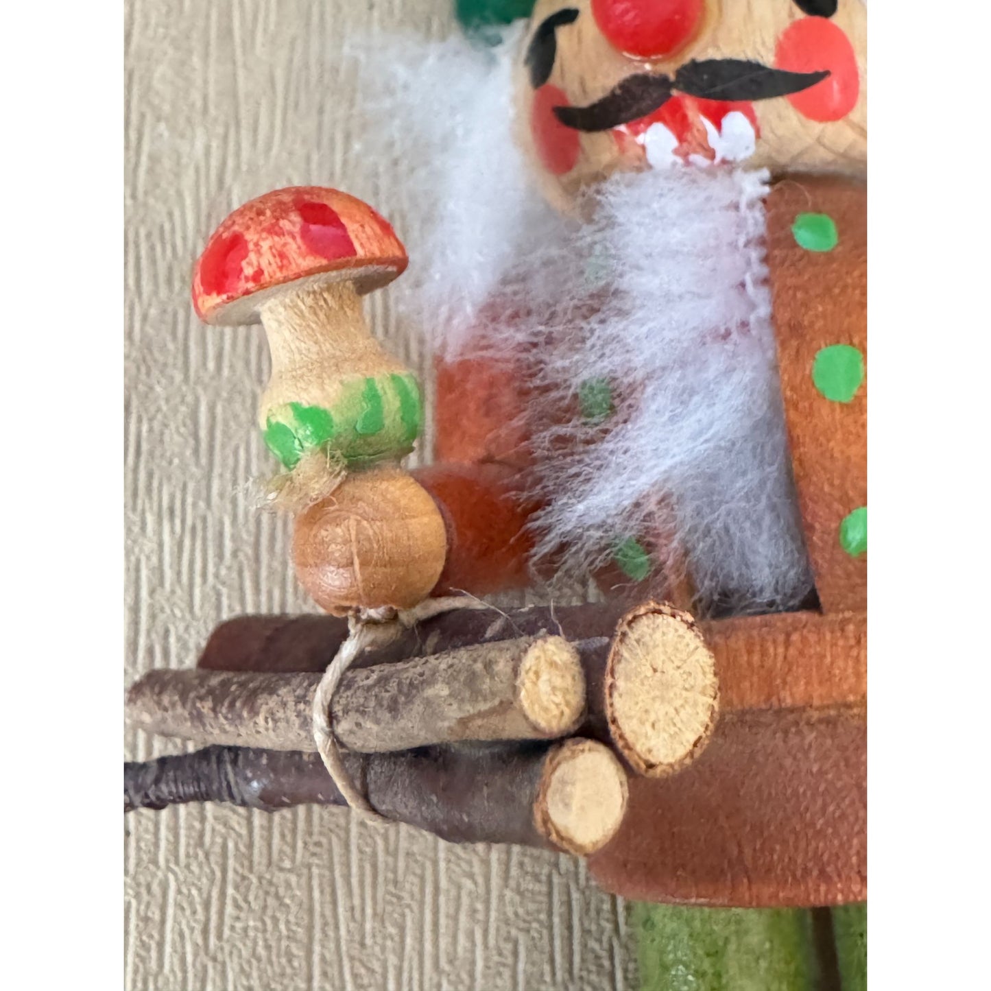 Carved Wood Nutcracker Ornament Germany 4 Inch Green/Brown Holiday Decor