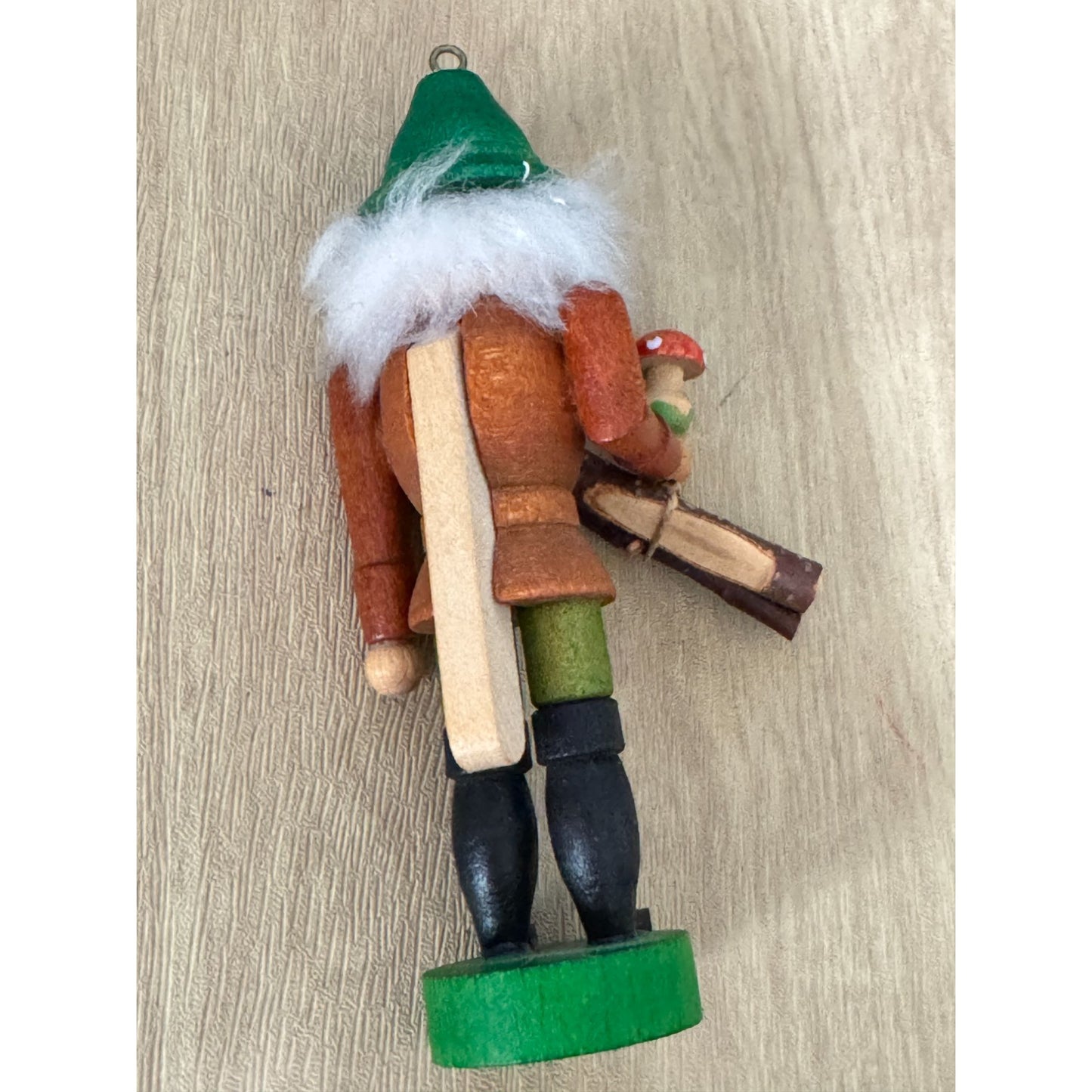 Carved Wood Nutcracker Ornament Germany 4 Inch Green/Brown Holiday Decor