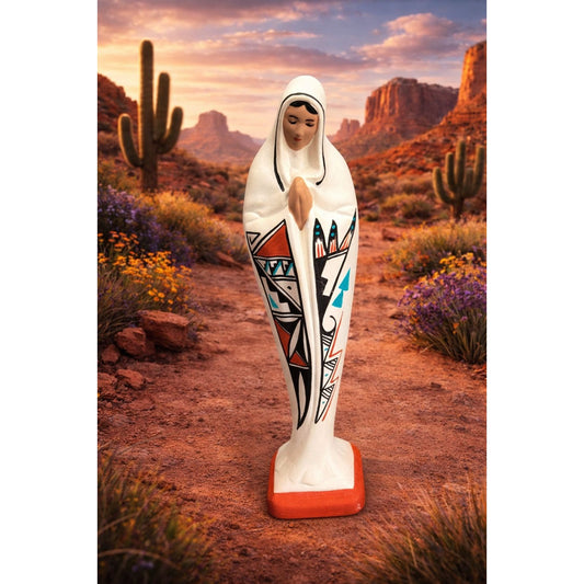 E.T. Sosie Madonna Southwestern Folk Art Geometric Design Santo Figure 9" Signed 2006