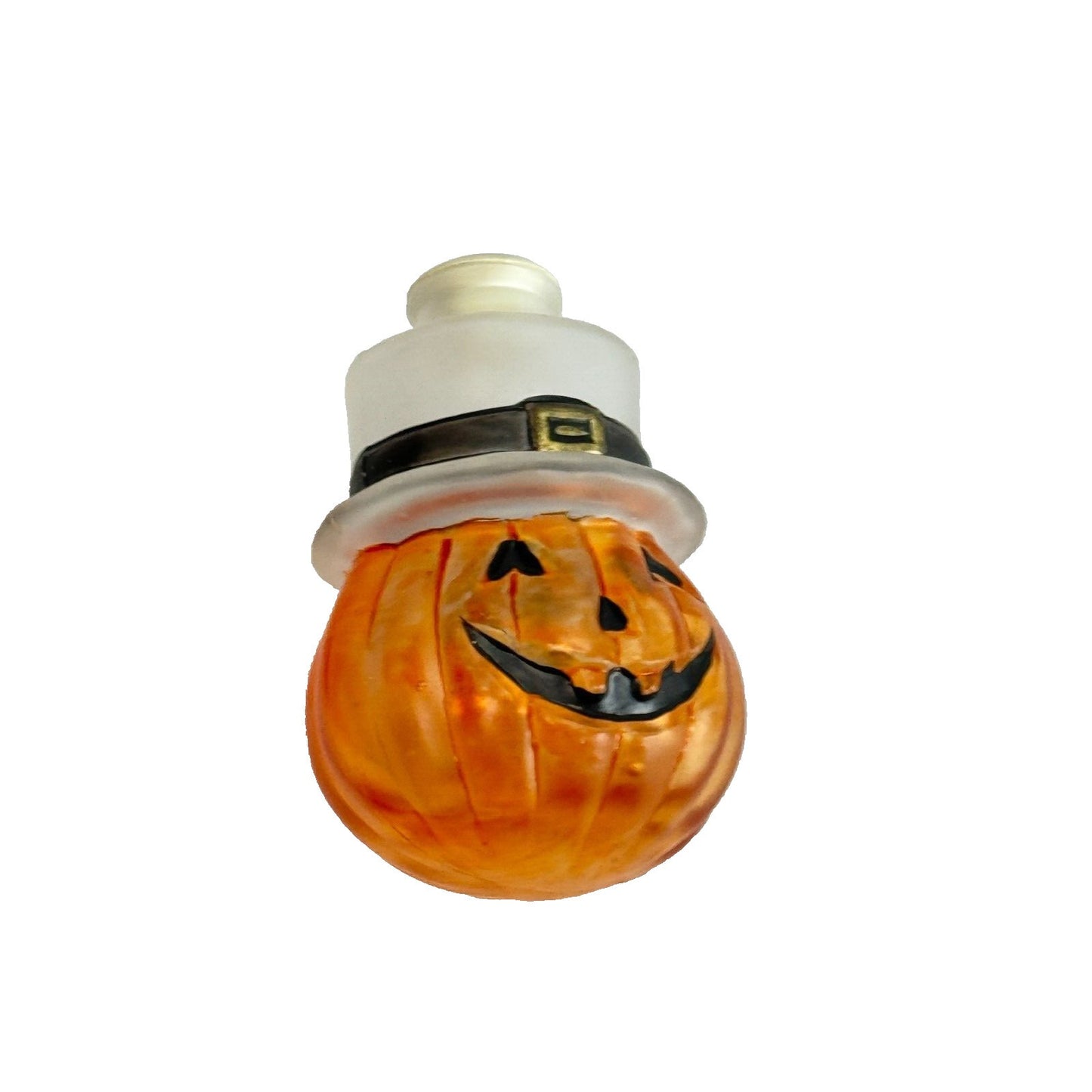 Vintage Old World Christmas Pumpkin Head Halloween Glass Light Cover Frosted Top Hat