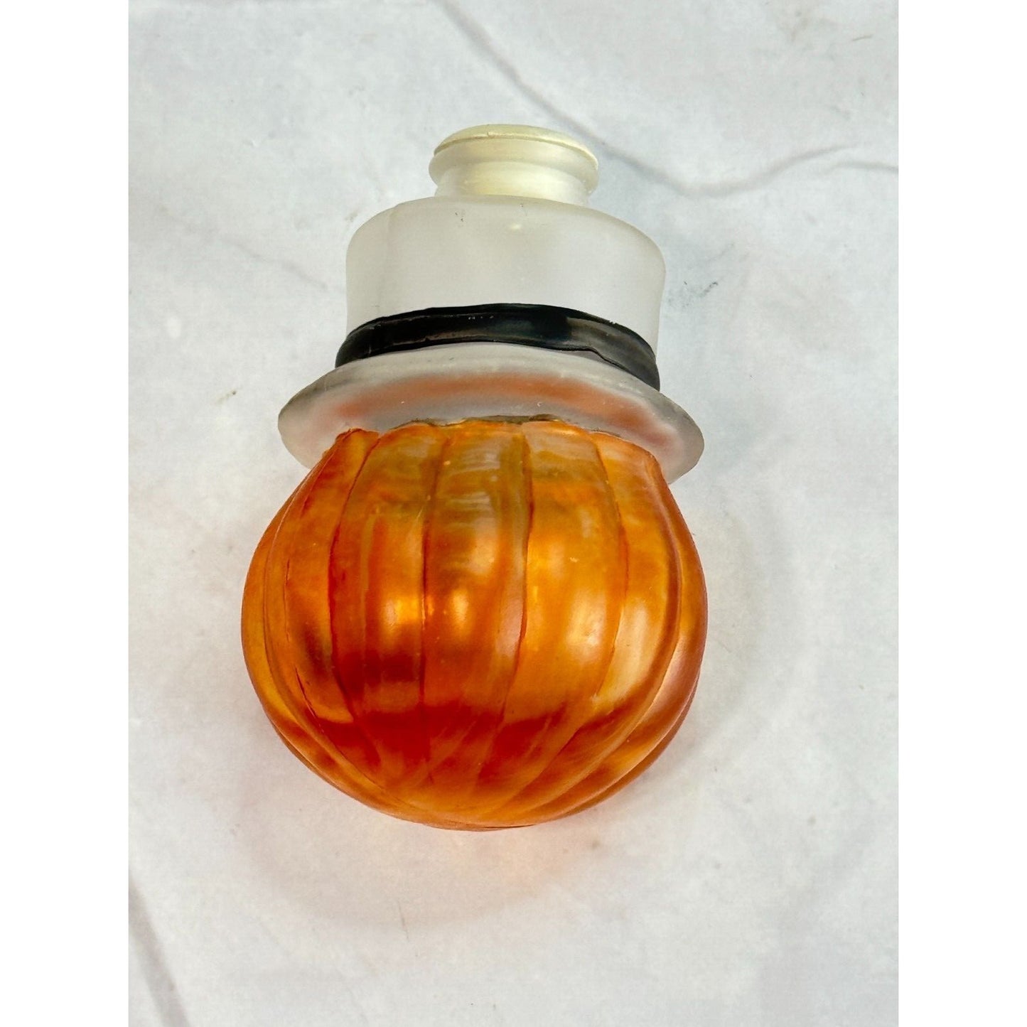 Vintage Old World Christmas Pumpkin Head Halloween Glass Light Cover Frosted Top Hat