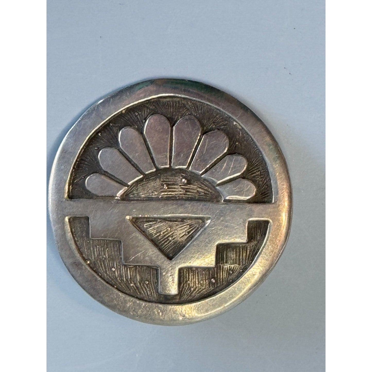 Vintage Southwestern Tribal Sterling Silver Brooch Pin