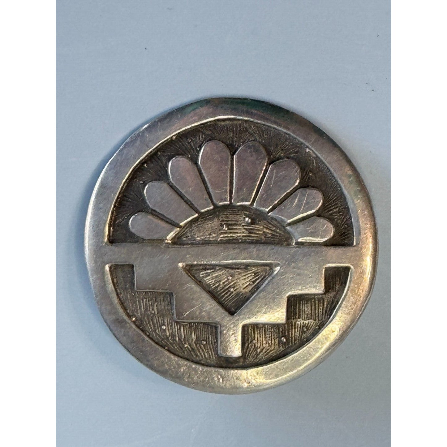 Vintage Southwestern Tribal Sterling Silver Brooch Pin