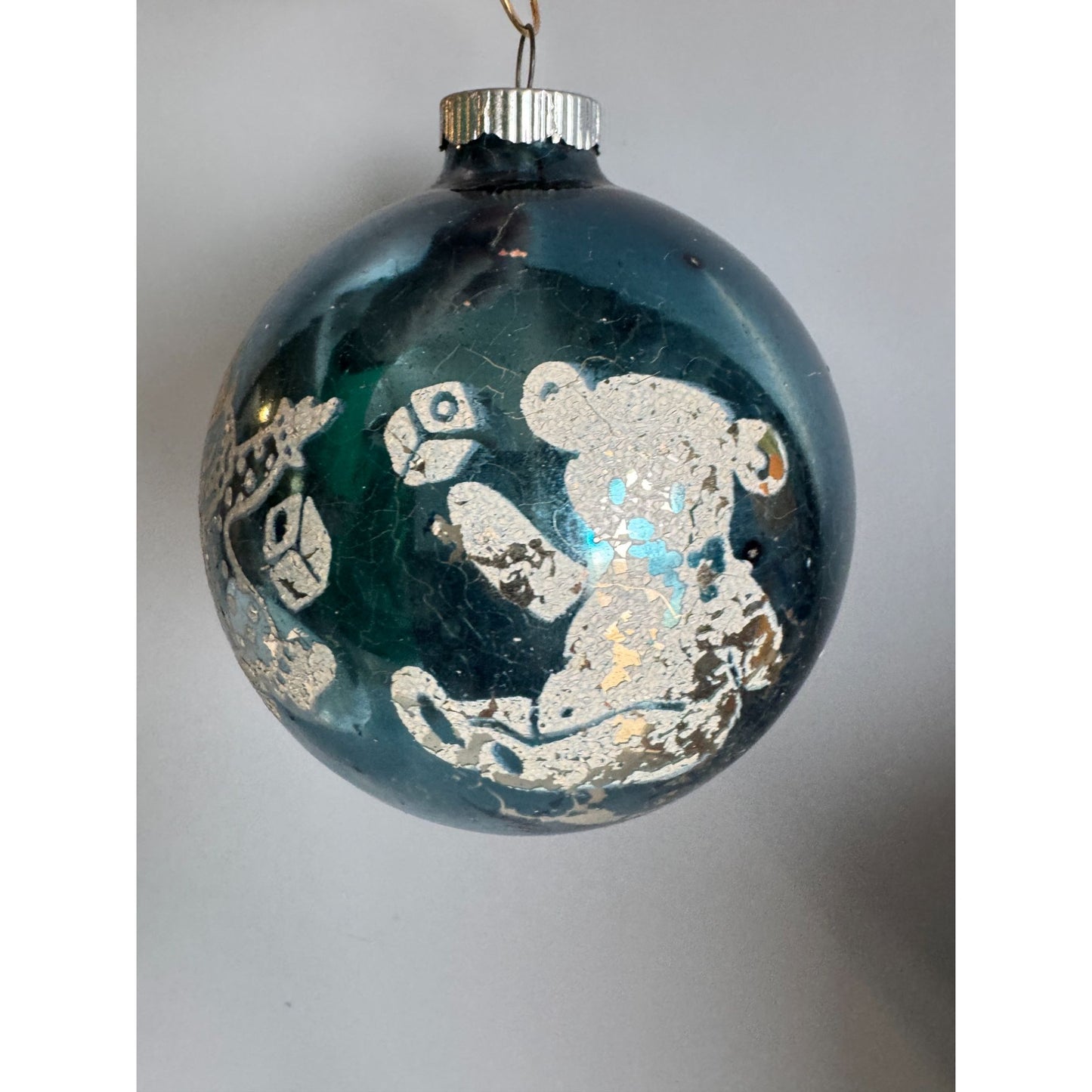 Shiny Brite Vintage MCM 4" Large Glass Ornaments Lot Of 4 Stenciled Christmas