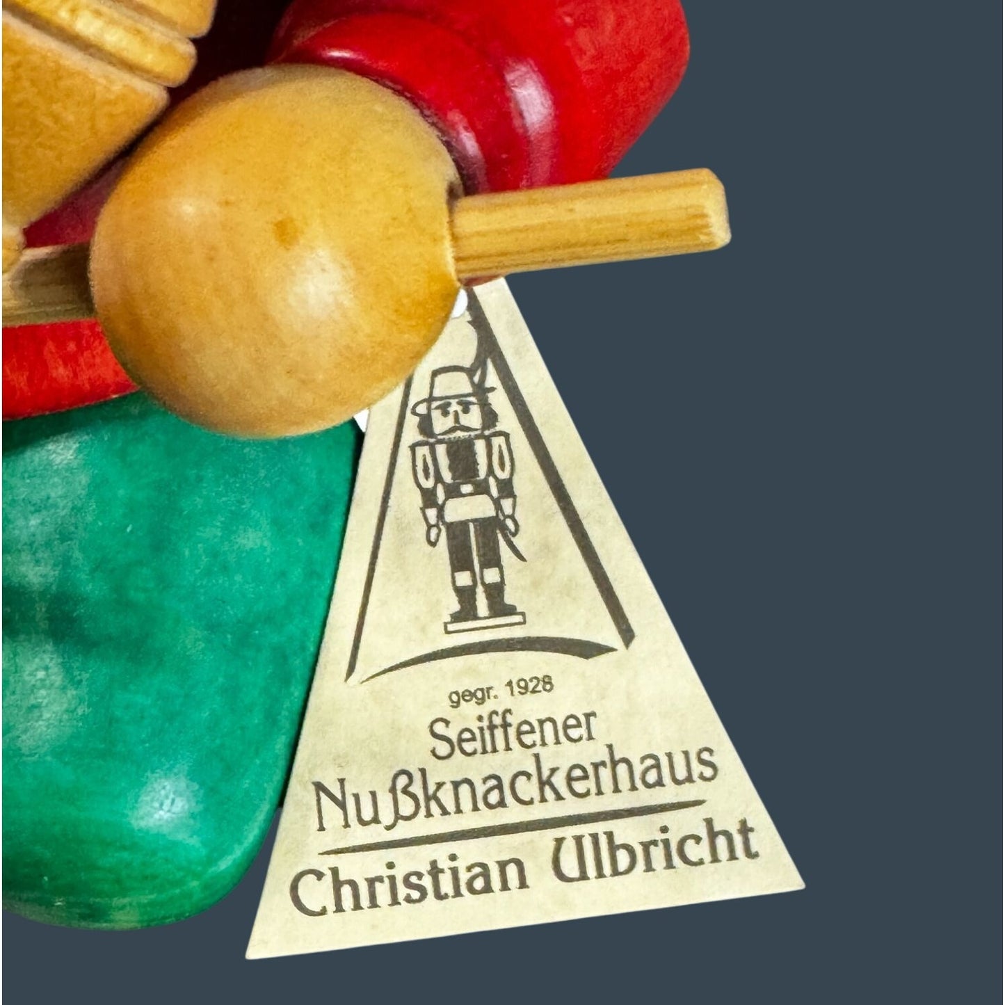 Christian Ulbricht Jester Smoker Woodcarver Rare Seiffen Germany 7" 9 1/2 w/Tags