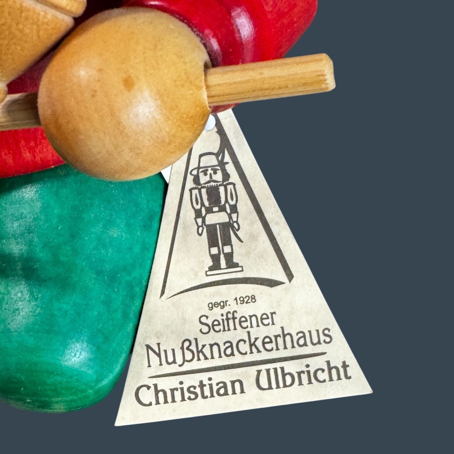 Christian Ulbricht Jester Smoker Woodcarver Rare Seiffen Germany 7" 9 1/2 w/Tags