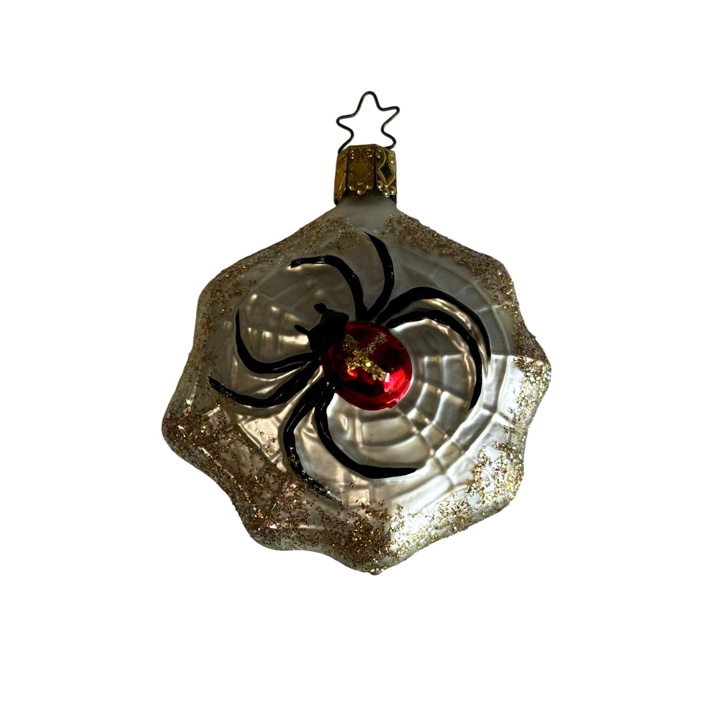 Old World Christmas Glass Ornament Spider on Web 3" Retired w/ Box Glitte