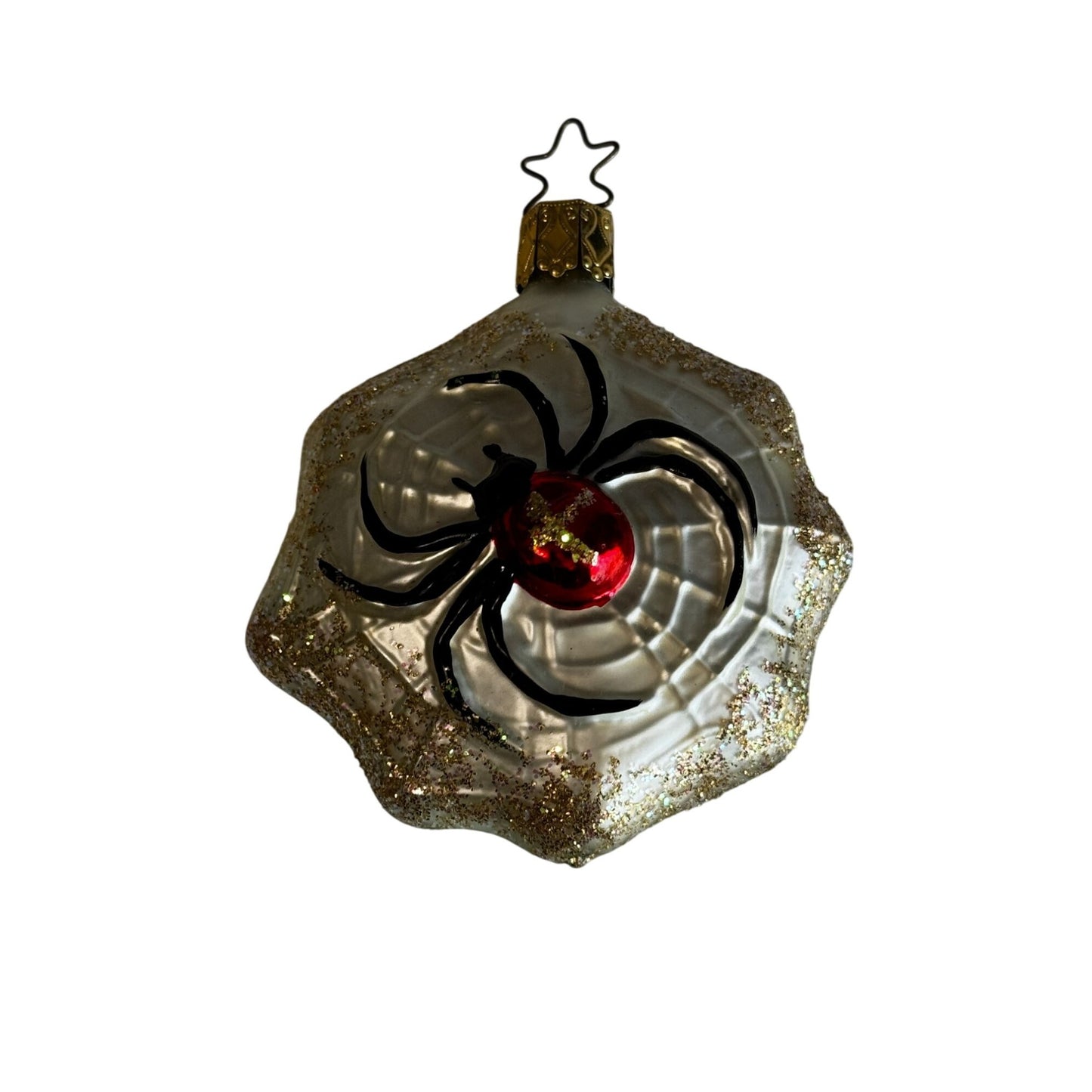 Old World Christmas Glass Ornament Spider on Web 3" Retired w/ Box Glitte
