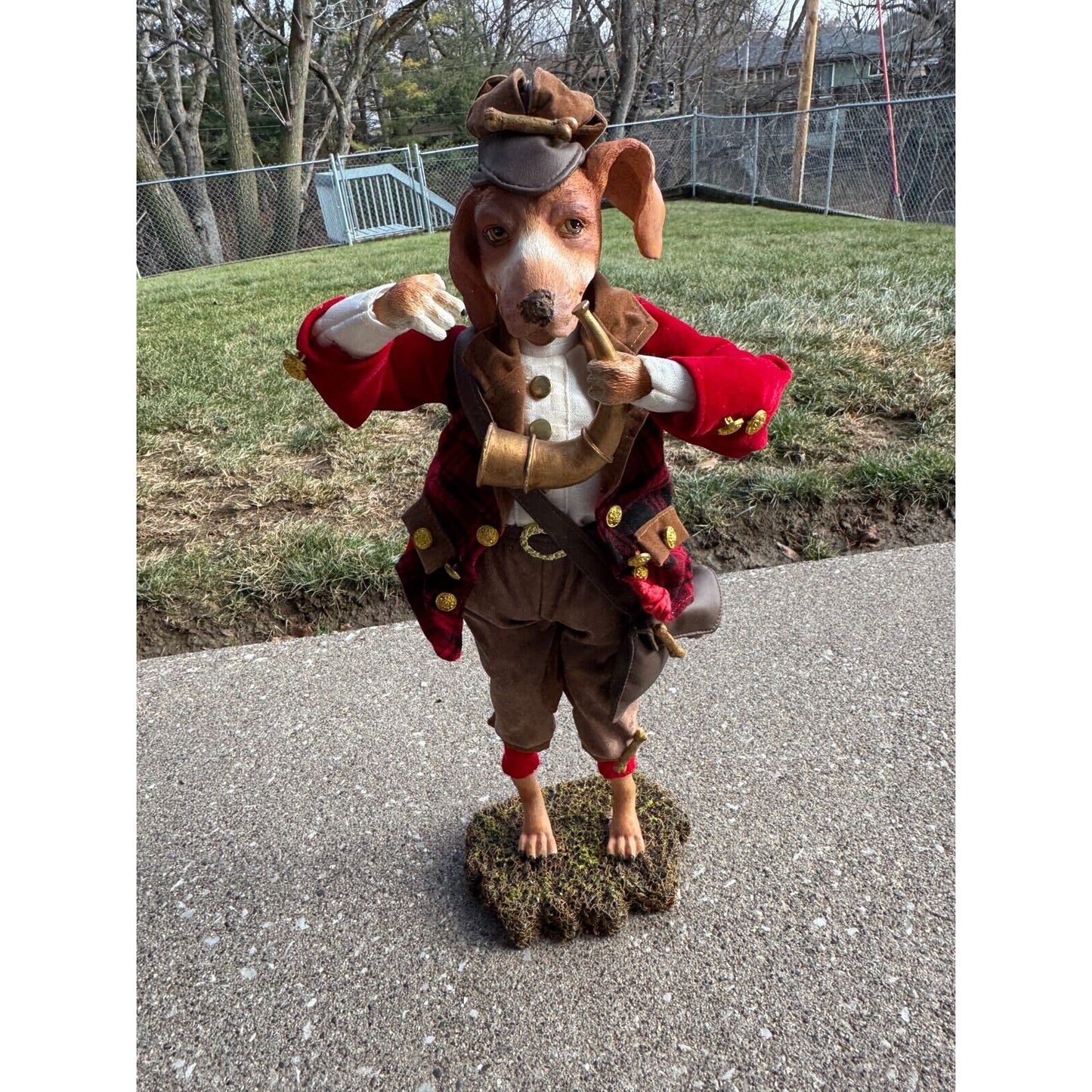 Anthropomorphic Hound dog with Horn Master Huntsman Tall Figurine 24"