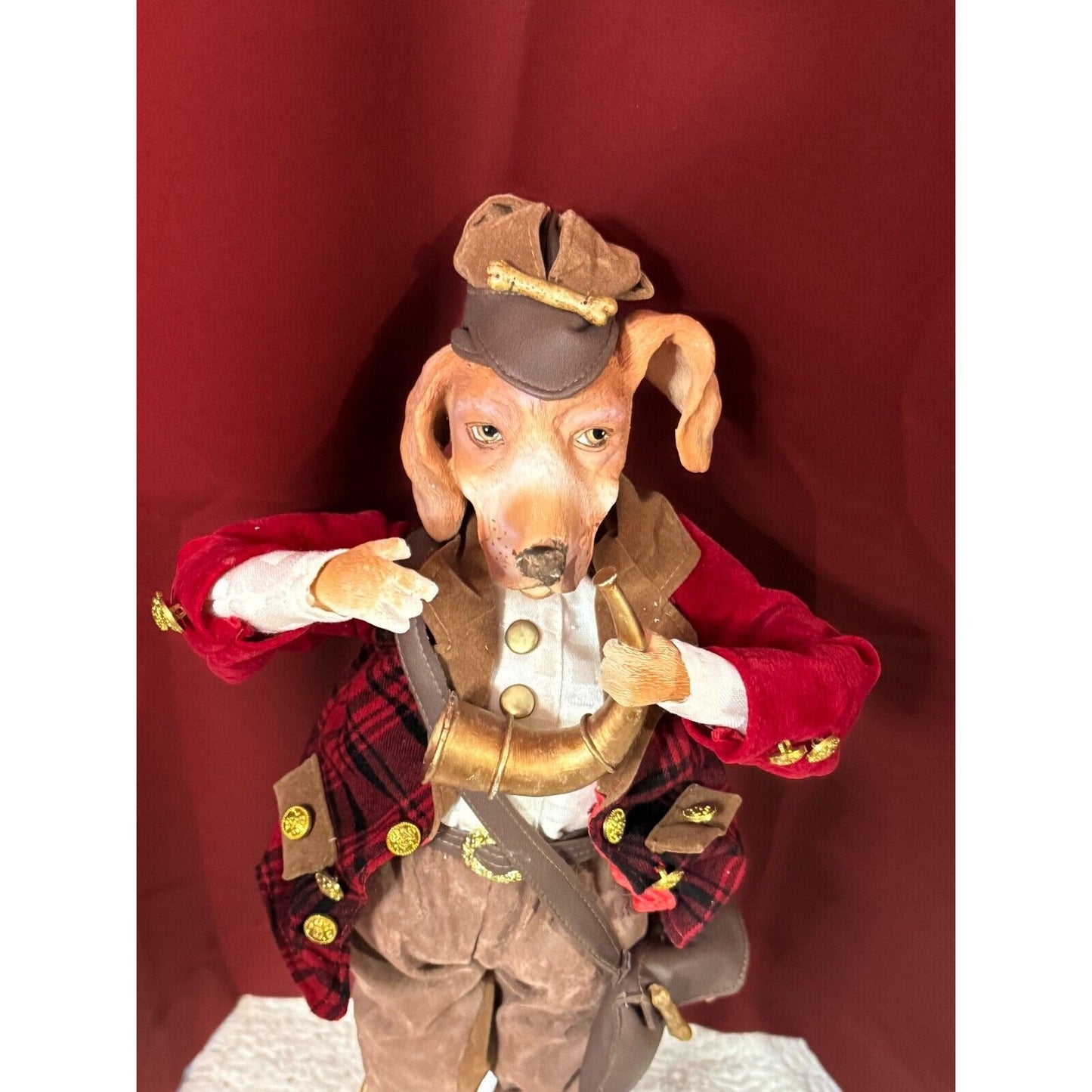 Anthropomorphic Hound dog with Horn Master Huntsman Tall Figurine 24"