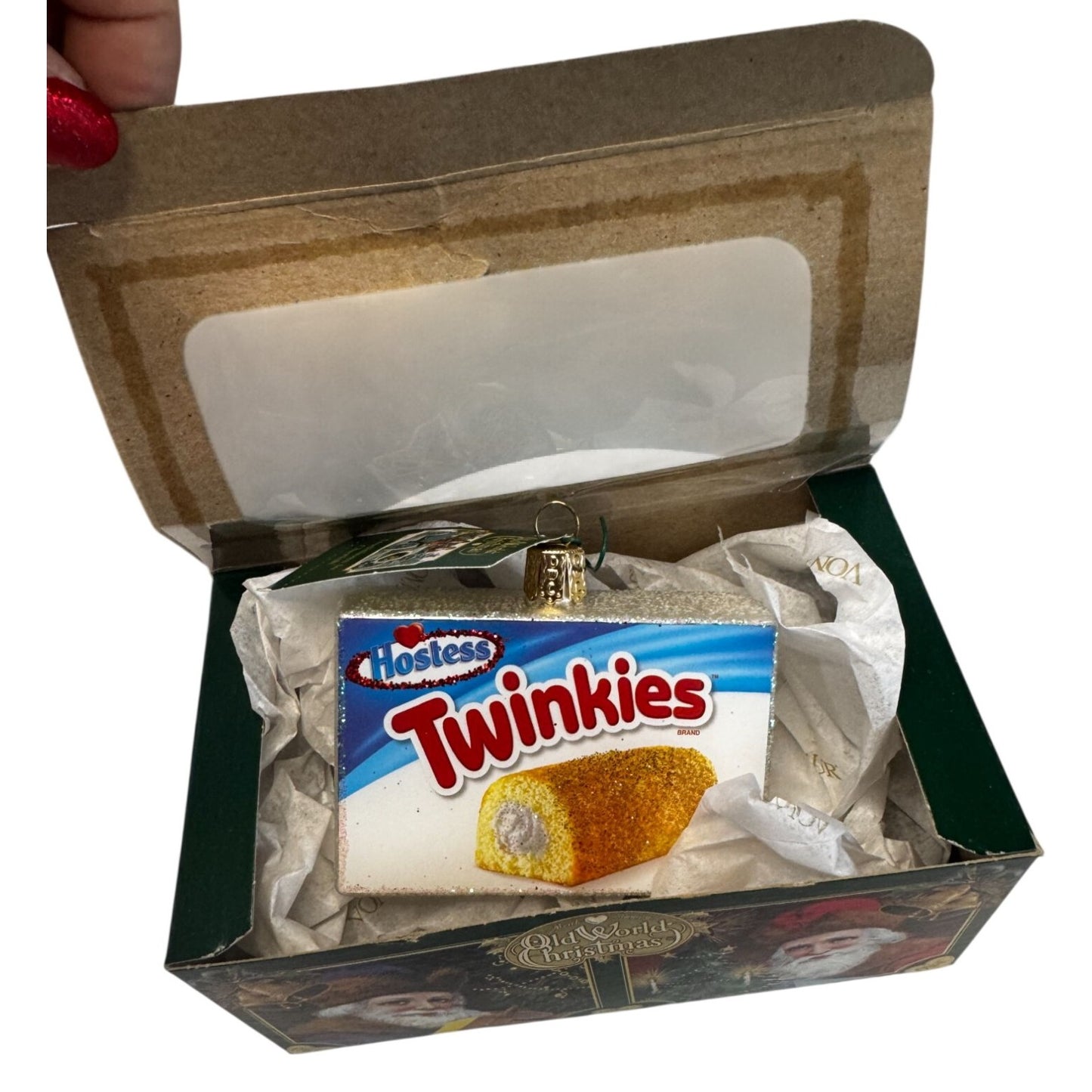 Old World Christmas Hostess Twinkies Box Ornament 2024 Tag Box 3 1/4"