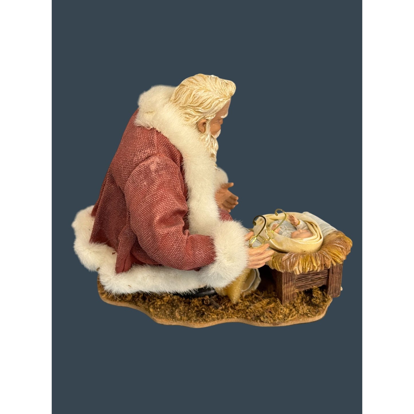 Ashton Drake Fabriche Santa Kneeling With Baby Jesus Figurine "The Greatest Gift Of All" 6" X 5" Hand-Painted Collectible