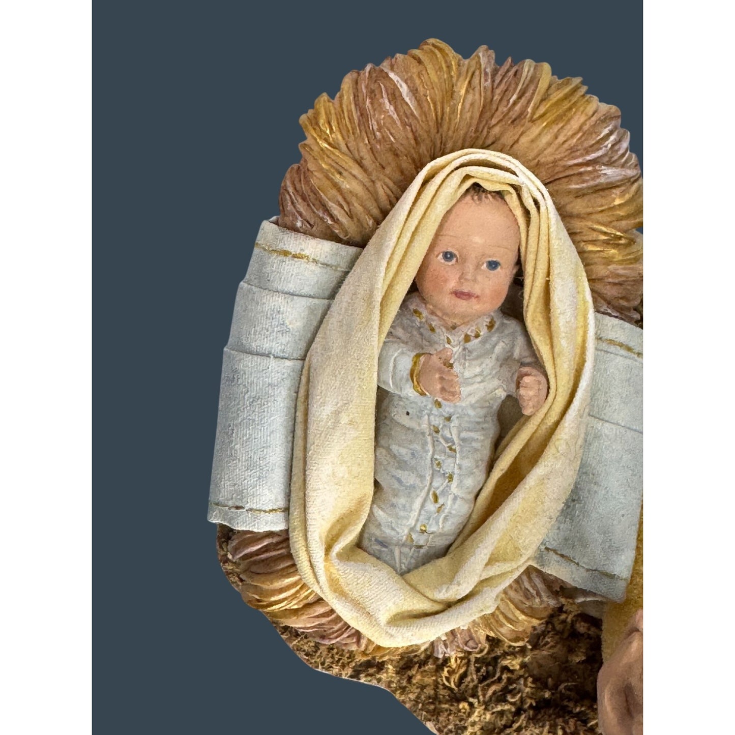 Ashton Drake Fabriche Santa Kneeling With Baby Jesus Figurine "The Greatest Gift Of All" 6" X 5" Hand-Painted Collectible