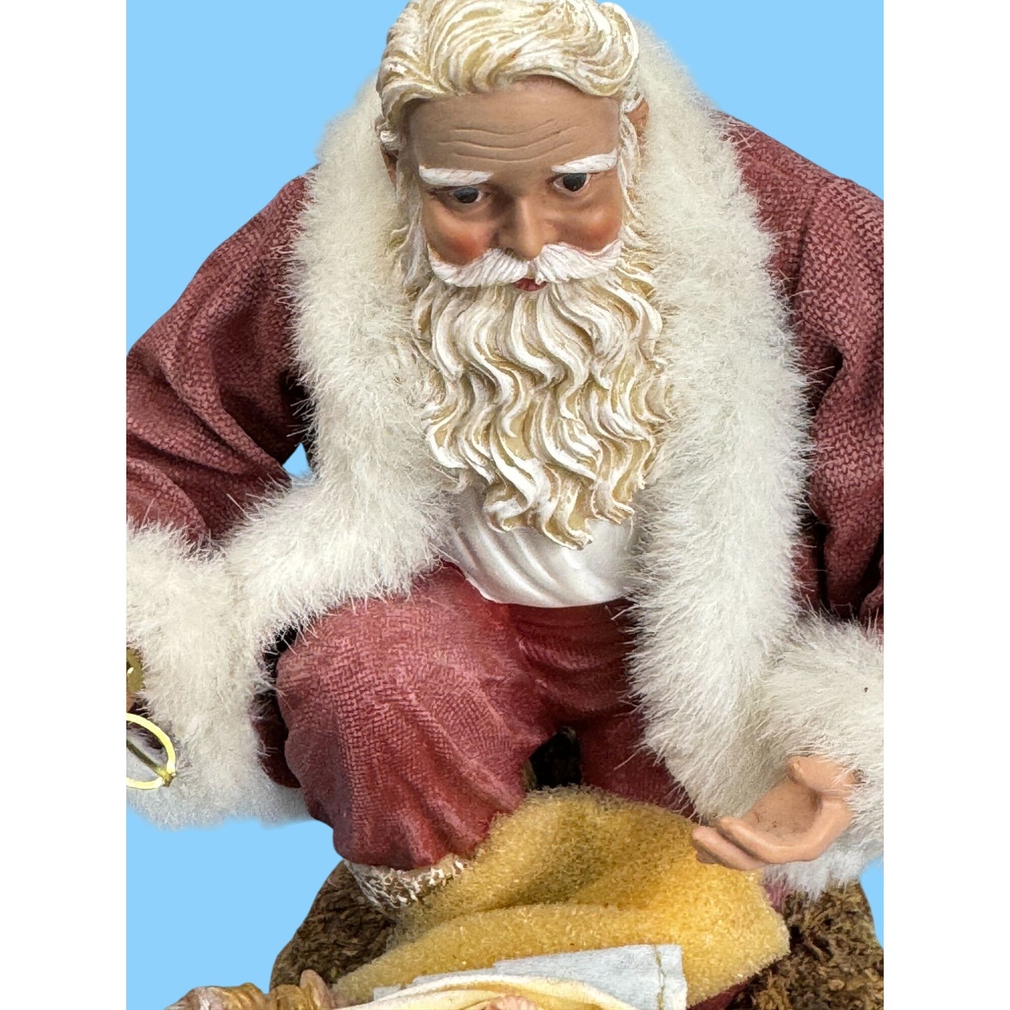 Ashton Drake Fabriche Santa Kneeling With Baby Jesus Figurine "The Greatest Gift Of All" 6" X 5" Hand-Painted Collectible