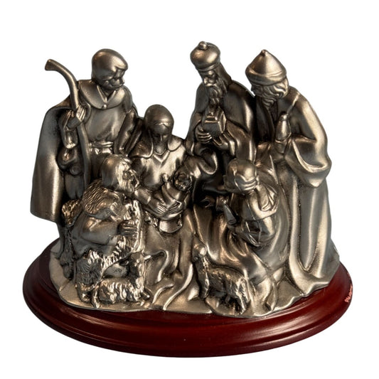 Nativity Scene Figurine Silver Resin 3 1/2" x 4 1/2"