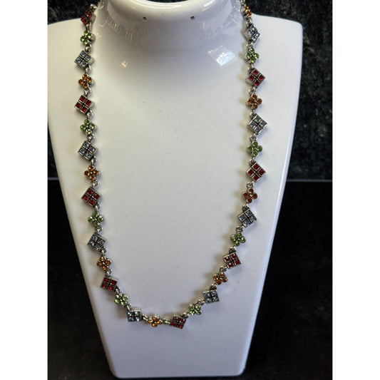 Vintage Napier Multi Color Jeweled Sparkley Holiday Evening Signed Necklace