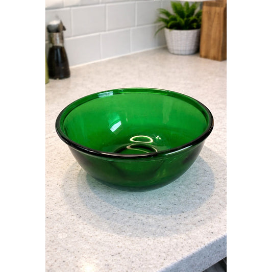 Anchor Hocking Mixing Bowl Forest Green Glass 6 Inch MCM Vintage