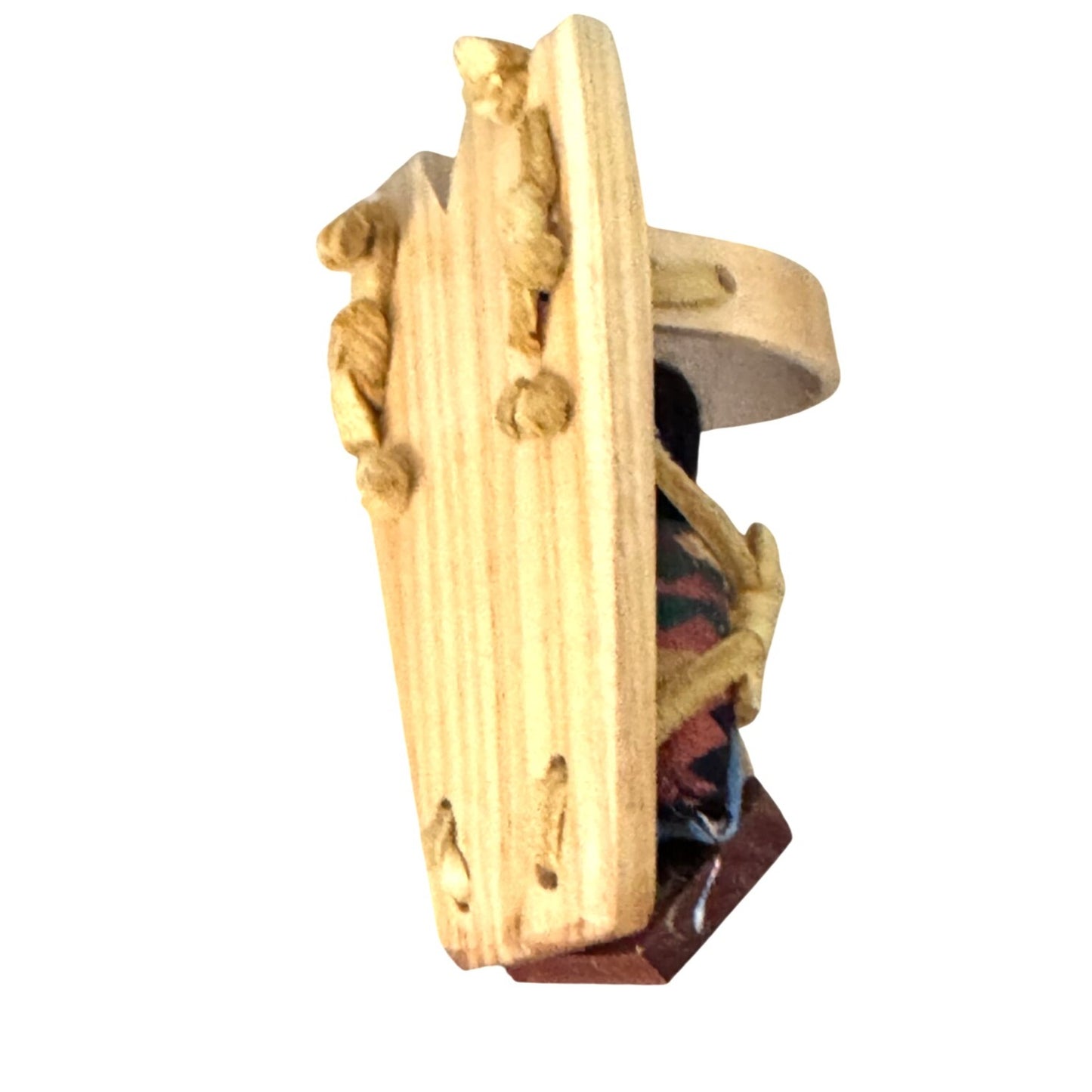 Navajo Cradleboard Wood Ornament Figure Natural Finish 3 Inch